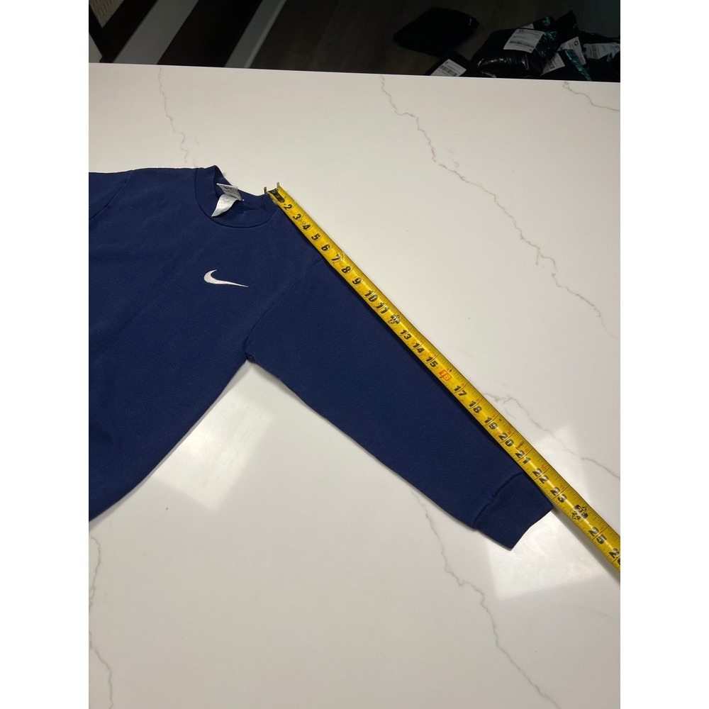 90s Nike Sweatshirt Kids Navy Vintage Made in USA Embroidered Swoosh Small 8 - Picture 6 of 6